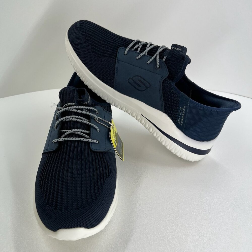 Skechers Slip-Ins Delson 3.0 Lavell Sneaker Mens 11.5 Memory Foam Knit Navy Blue - Picture 8 of 12